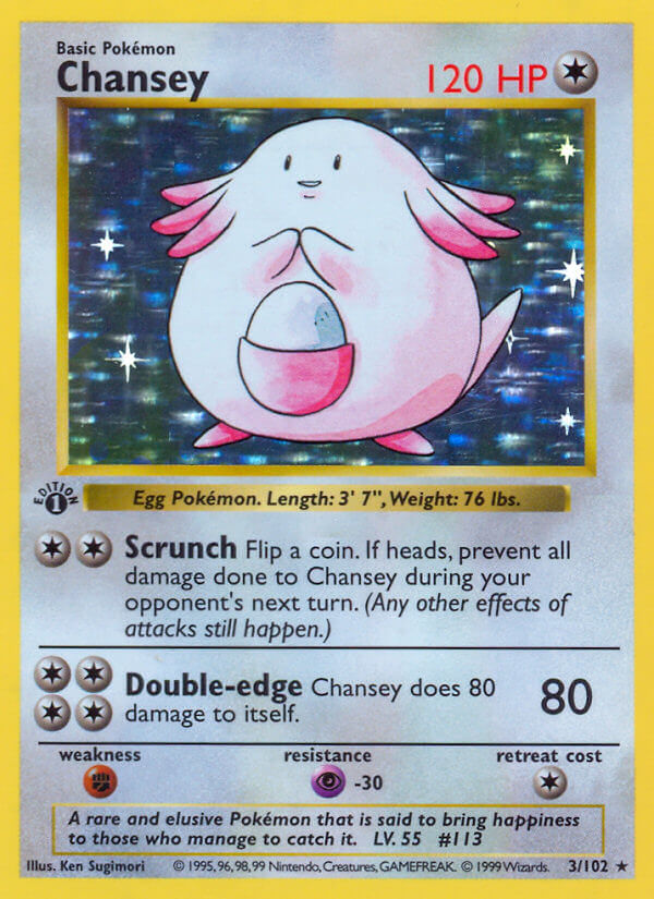 Chansey Base Set first edition holo card